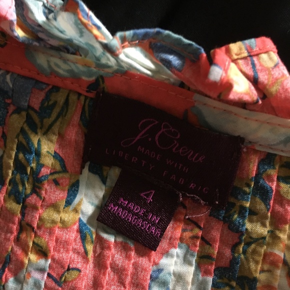 J CREW X LIBERTY Classic Popover Blouse Coral Floral Ruffle Collar Pintucking 4 - Picture 6 of 6
